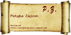 Petyka Zajzon névjegykártya